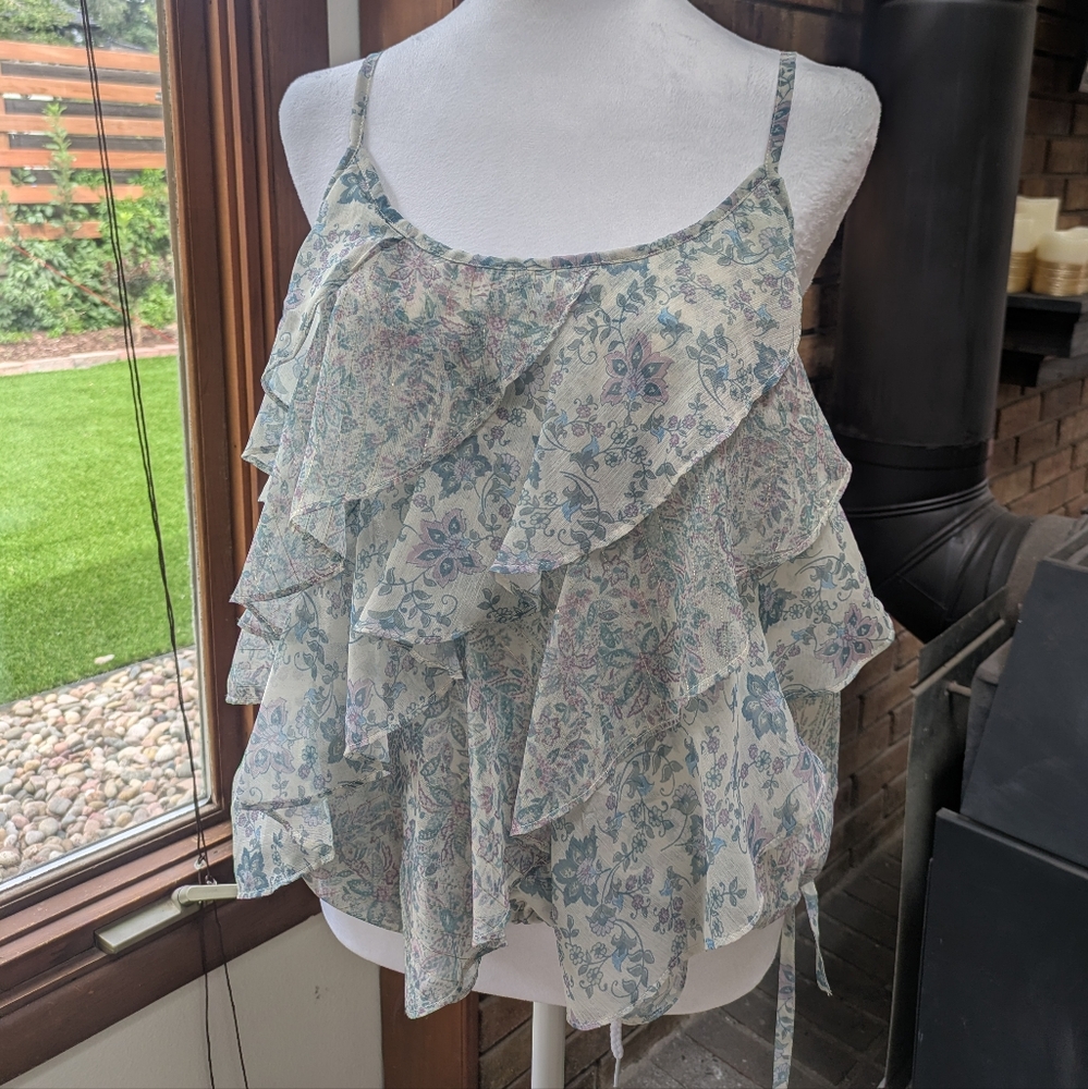 Lucky Brand Blue Floral Layered Tank